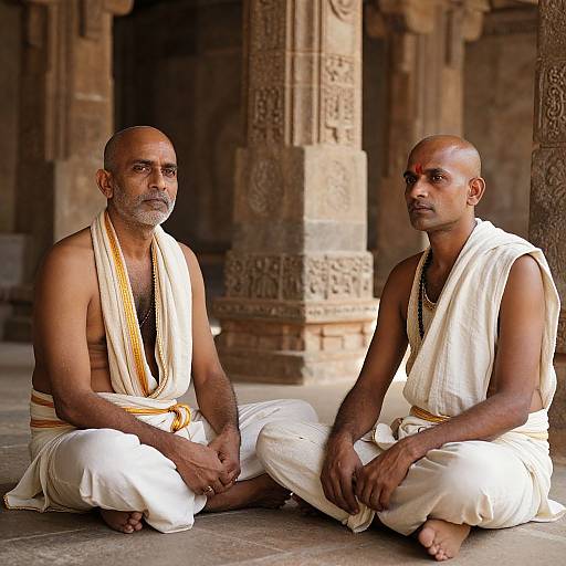 Portrait of Bald Indian Men in Temple