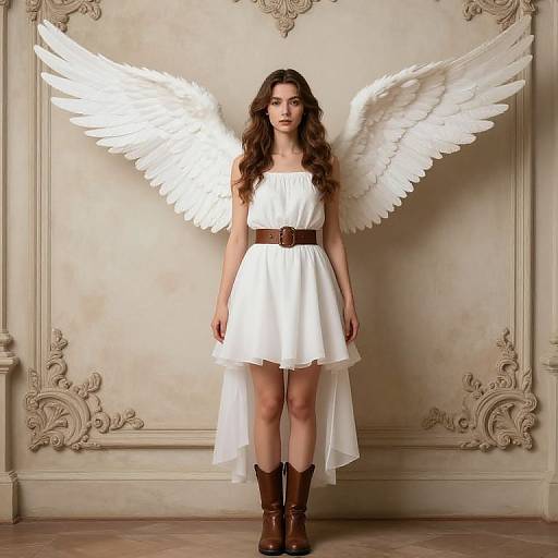 Female Angel with Ornate Background