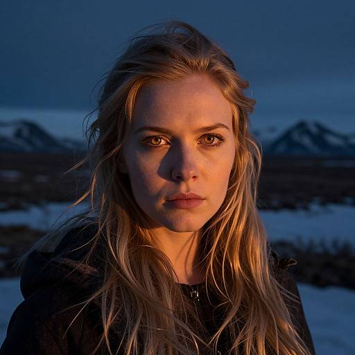 Enigmatic Nordic Woman in Arctic Tundra