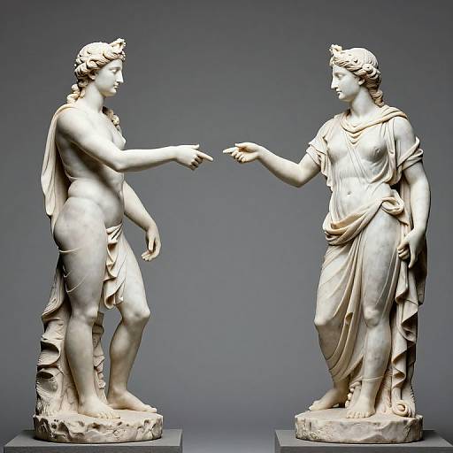 Classical Marble Statues Reaching Hands