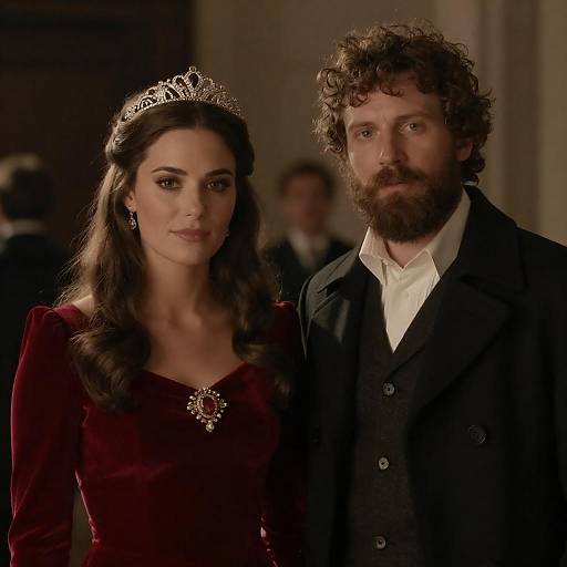 Golden Portrait: Couple in Velvet Attire