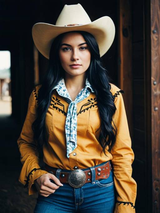Woman in Vintage Cowgirl Outfit