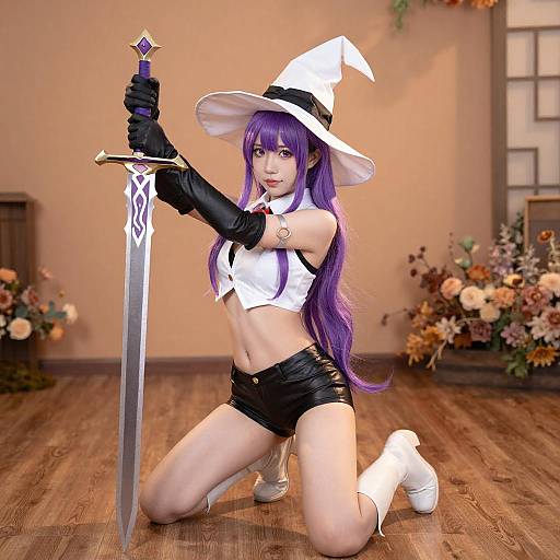 Young Wizard Woman with Glowing Sword