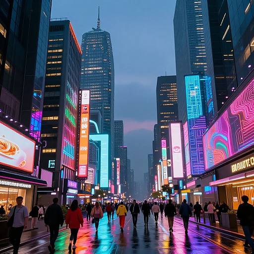 Colorful Cyberpunk Cityscape at Dusk