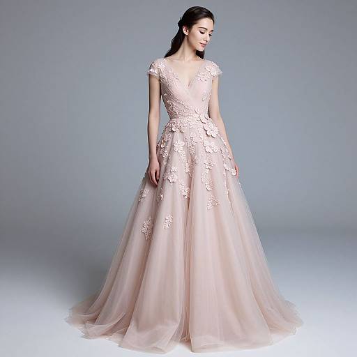 Elegant Woman in Pink Ball Gown