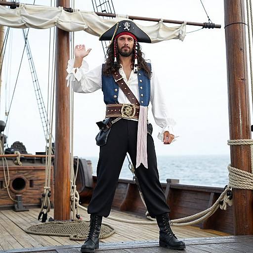 Man in Pirate Costume on Ship