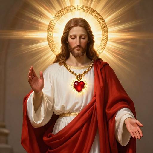 Radiant Jesus Christ with Glowing Heart