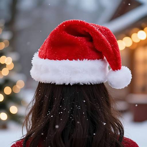Cozy Winter Scene with Santa Hat