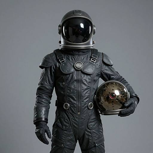 Man in Dark Helmet Space Suit