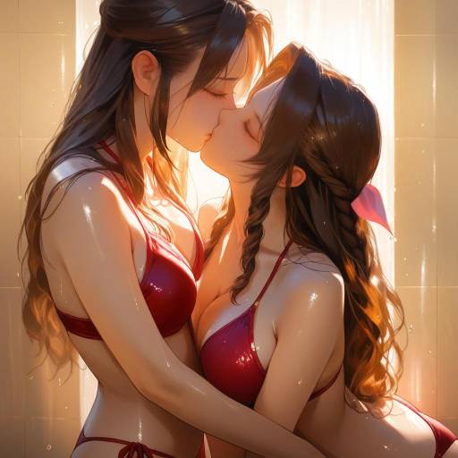 Romantic Couple Kissing in Shower