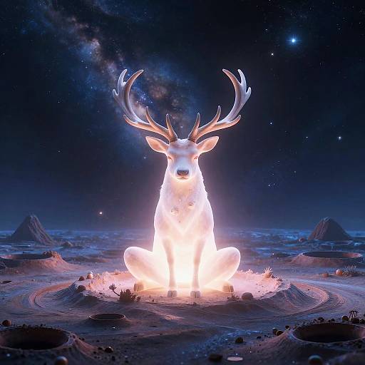 Glowing Nebula Stag in Cosmic Serenity