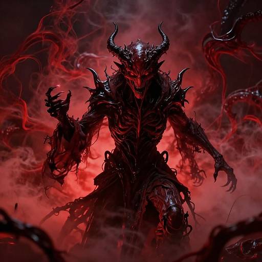 Malevolent Demon in Smoky Red Aura