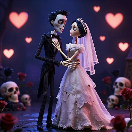 Romantic Skeletal Couple Embracing