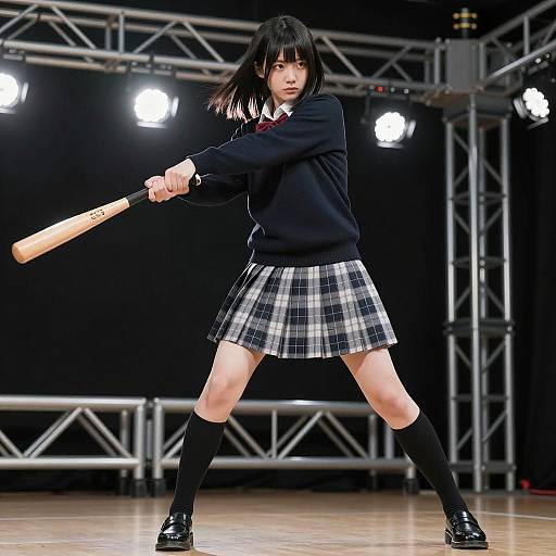 Dynamic School Girl in Action
