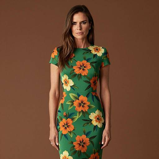Woman in Green Floral Dress