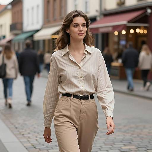 Young Woman Walking on European Street