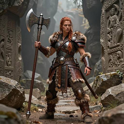 Epic Female Dwarf Barbarian Warrior Art