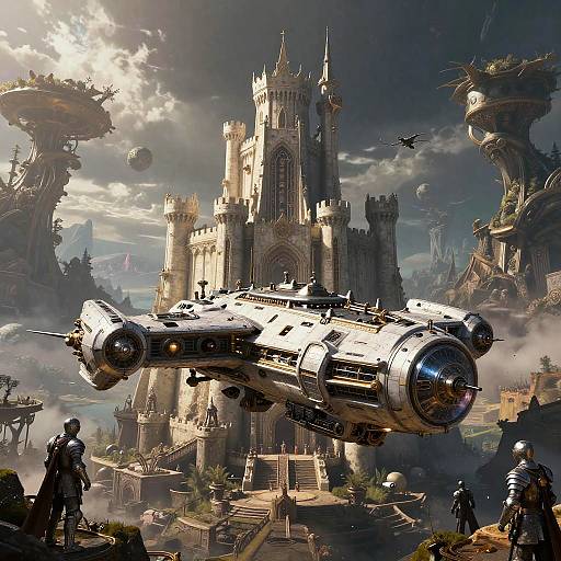 Medieval Castle Spaceship on Alien Planet