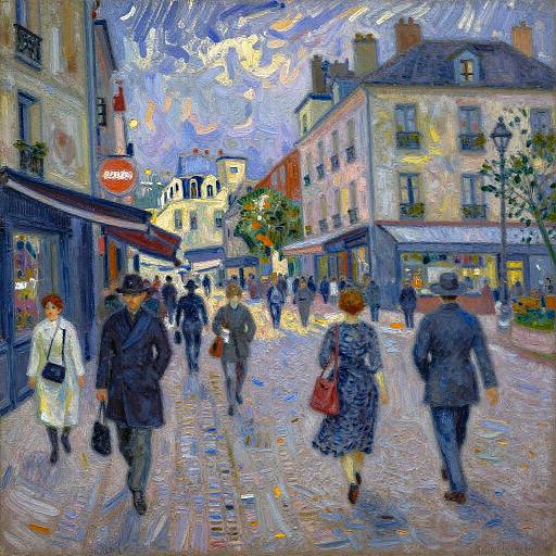 Impressionist City Street at Dusk