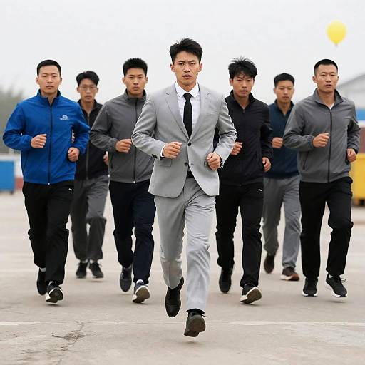 Men Running on Concrete: Action Shot