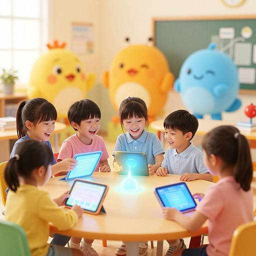 Colorful Kids Classroom with AI