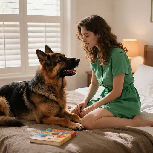 Cozy Moment with Woman and Dog