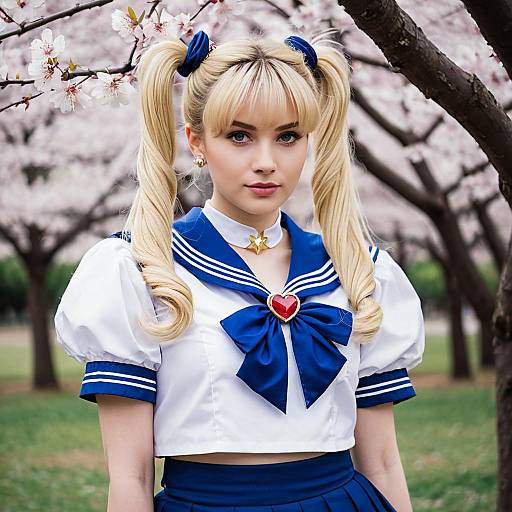 Sailor Moon Guy Cosplay in Cherry Blossoms