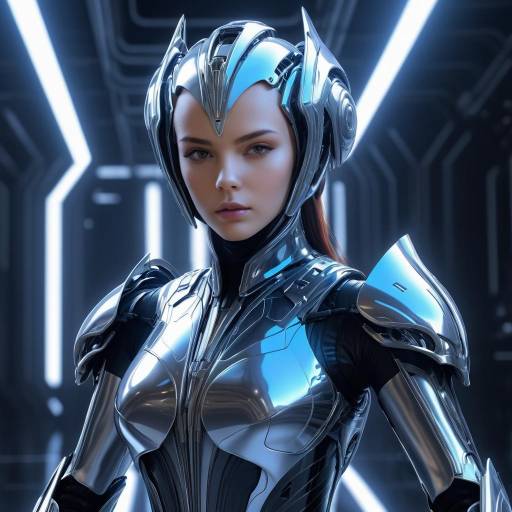 Futuristic Female Robot Warrior