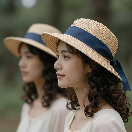 Elegant Women in Vintage Straw Hats