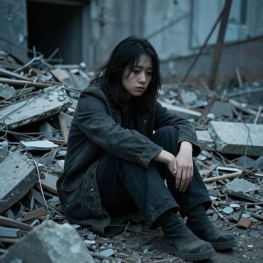 Thousand Yard Stare Amidst Rubble