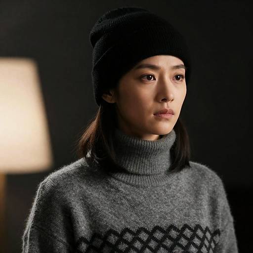 Serious Portrait of Woman in Beanie