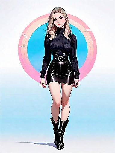 Stylish Woman in Black Modern Streetwear