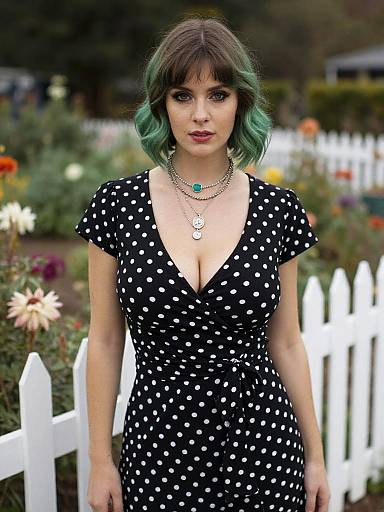 Retro Woman in Polka Dot Dress