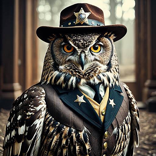 Owl Sheriff Digital Painting