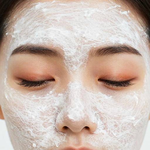 Serene Close-Up with Textured Face Mask