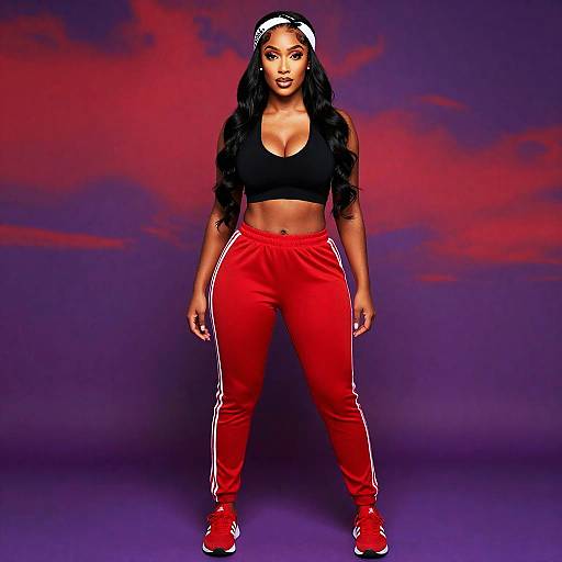 Elegant Curvy Woman in Adidas Tracksuit