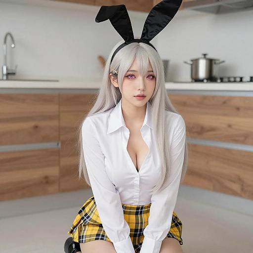 Young Woman in Bunny Ears Pose
