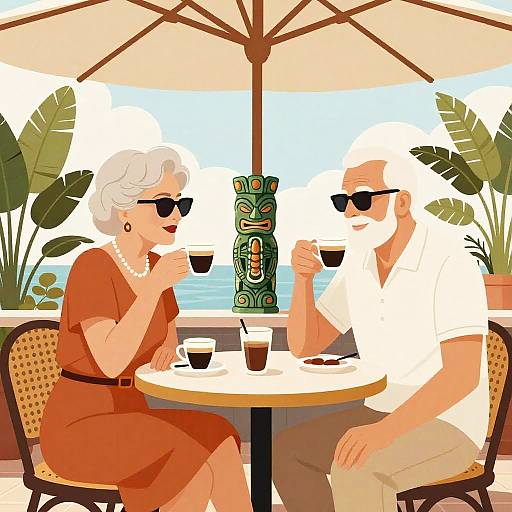 Mid-Century Sunroom: Tiki Jazz Espresso Scene