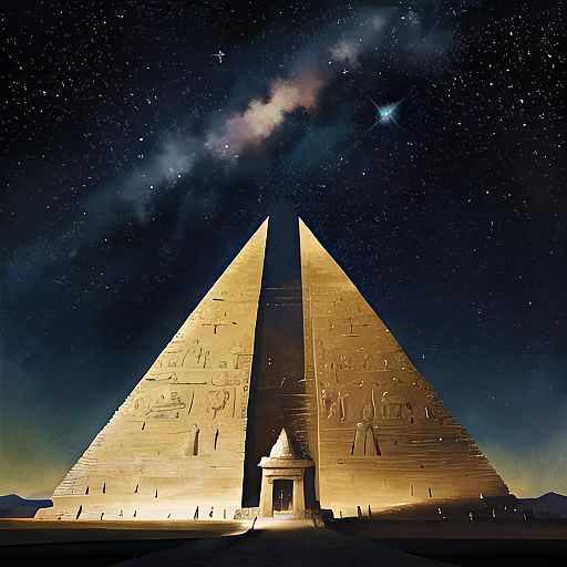 Art Deco Cleopatra Under Starry Night