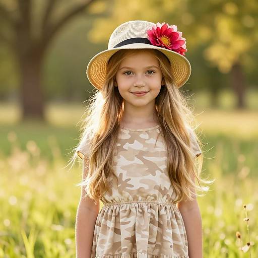 Whimsical Girl in Sunny Meadow