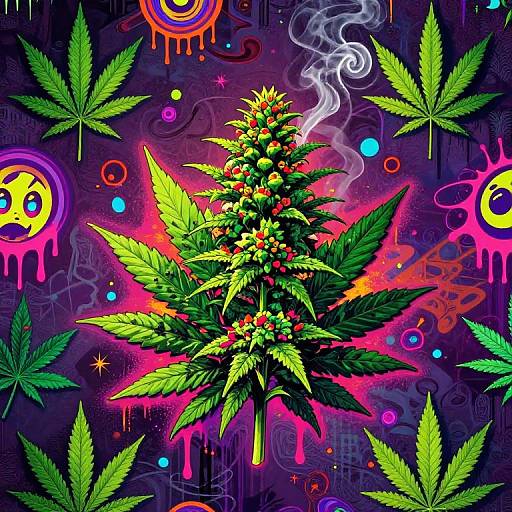Neon Psychedelic Gangster Weed Wallpaper