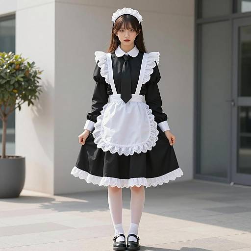 Chic French Maid in Urban Setting