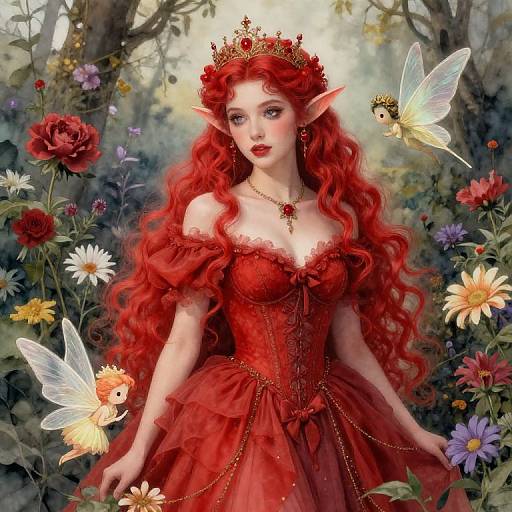 Enchanting Red Elf Princess Portrait