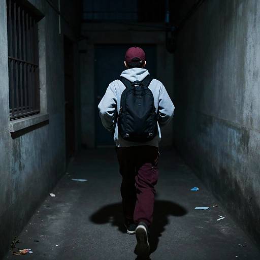 Mysterious Alleyway Runner at Dusk