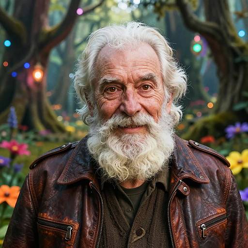 Elderly Man in Fantasy Forest