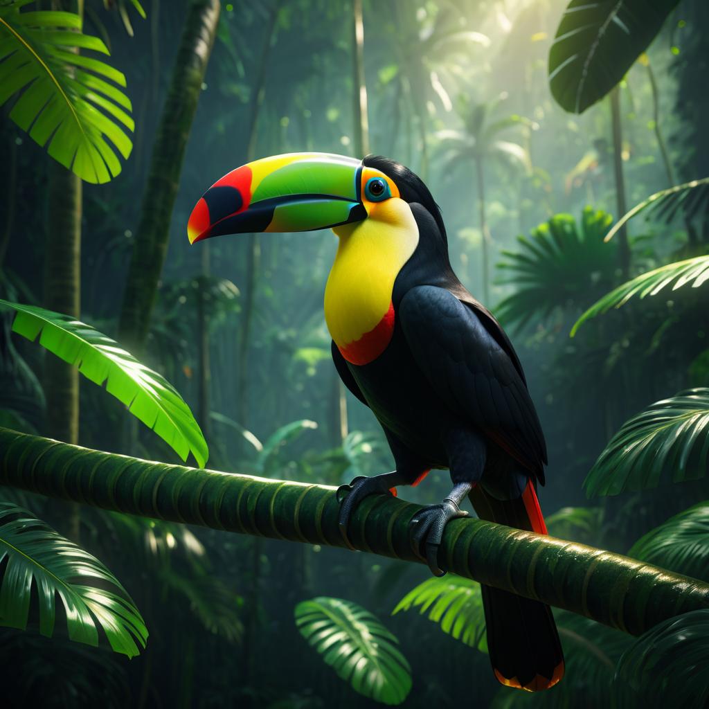 Cinematic Toucan Portrait in Rainforest