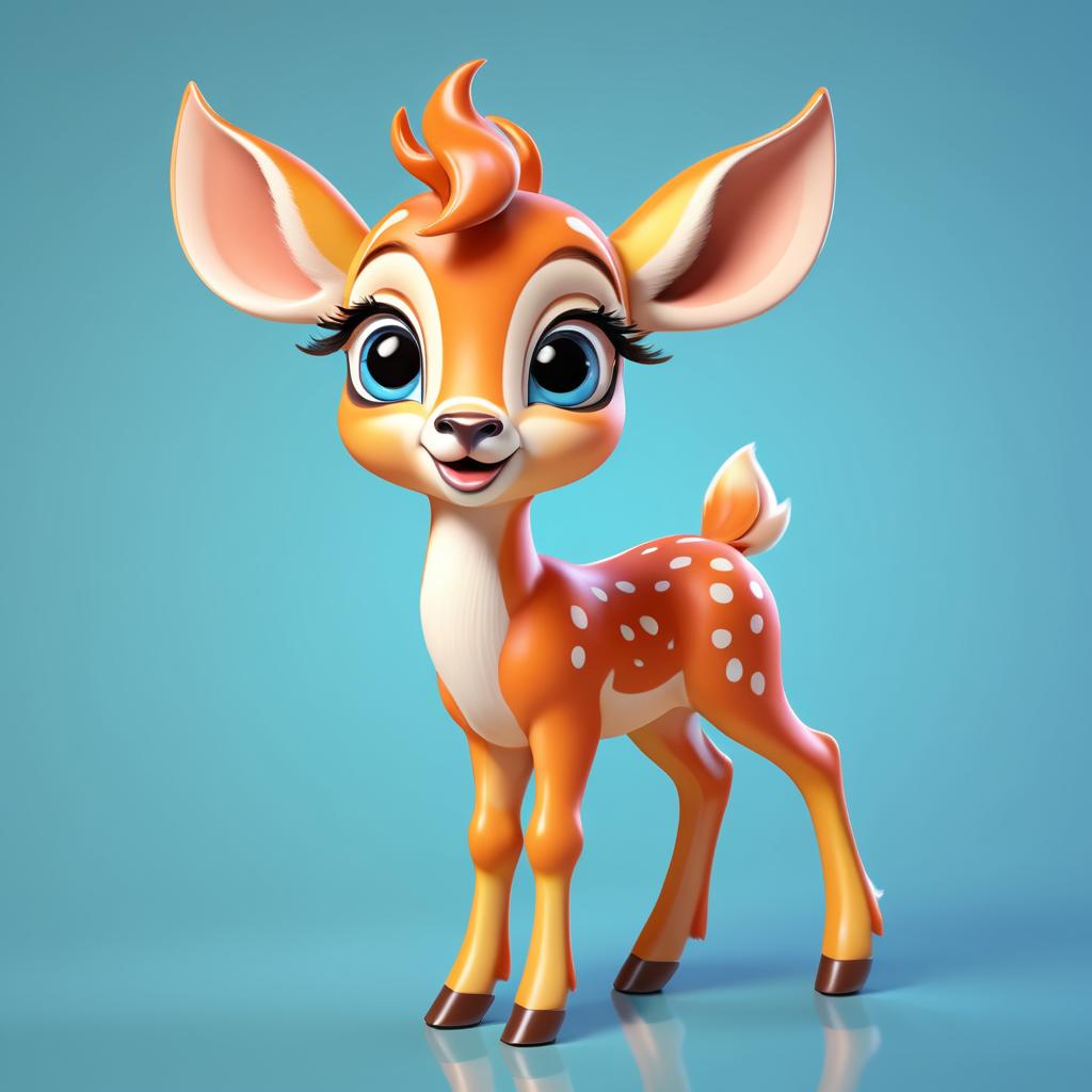 Adorable Flapper Baby Antelope in Cartoon Style