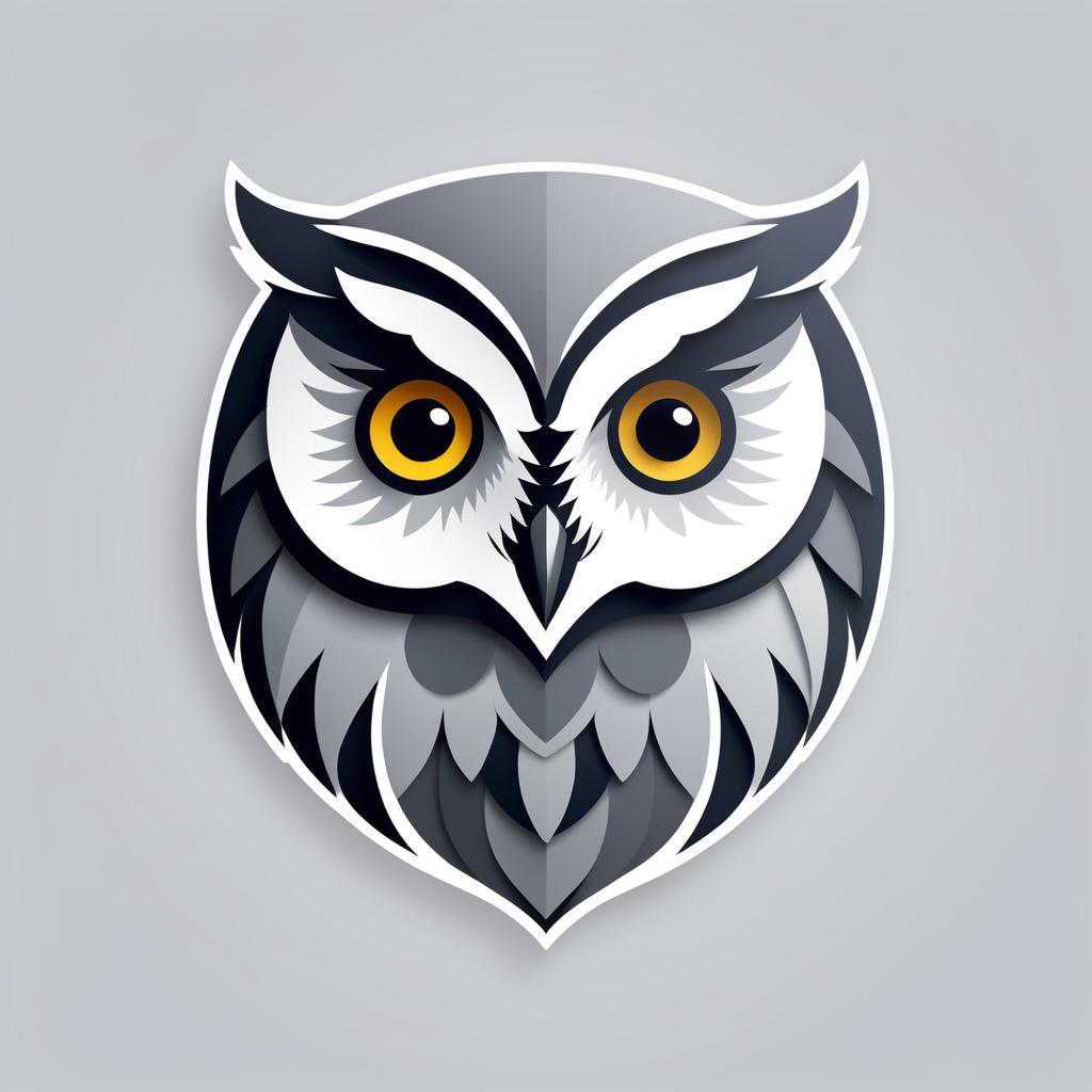 Minimalist Grey Owl Logo Design