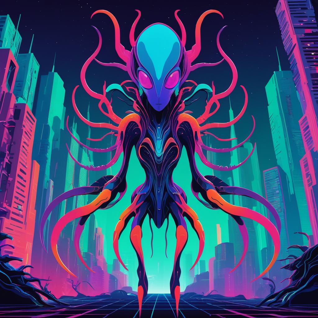 Vibrant Alien Creature in Dystopian Art