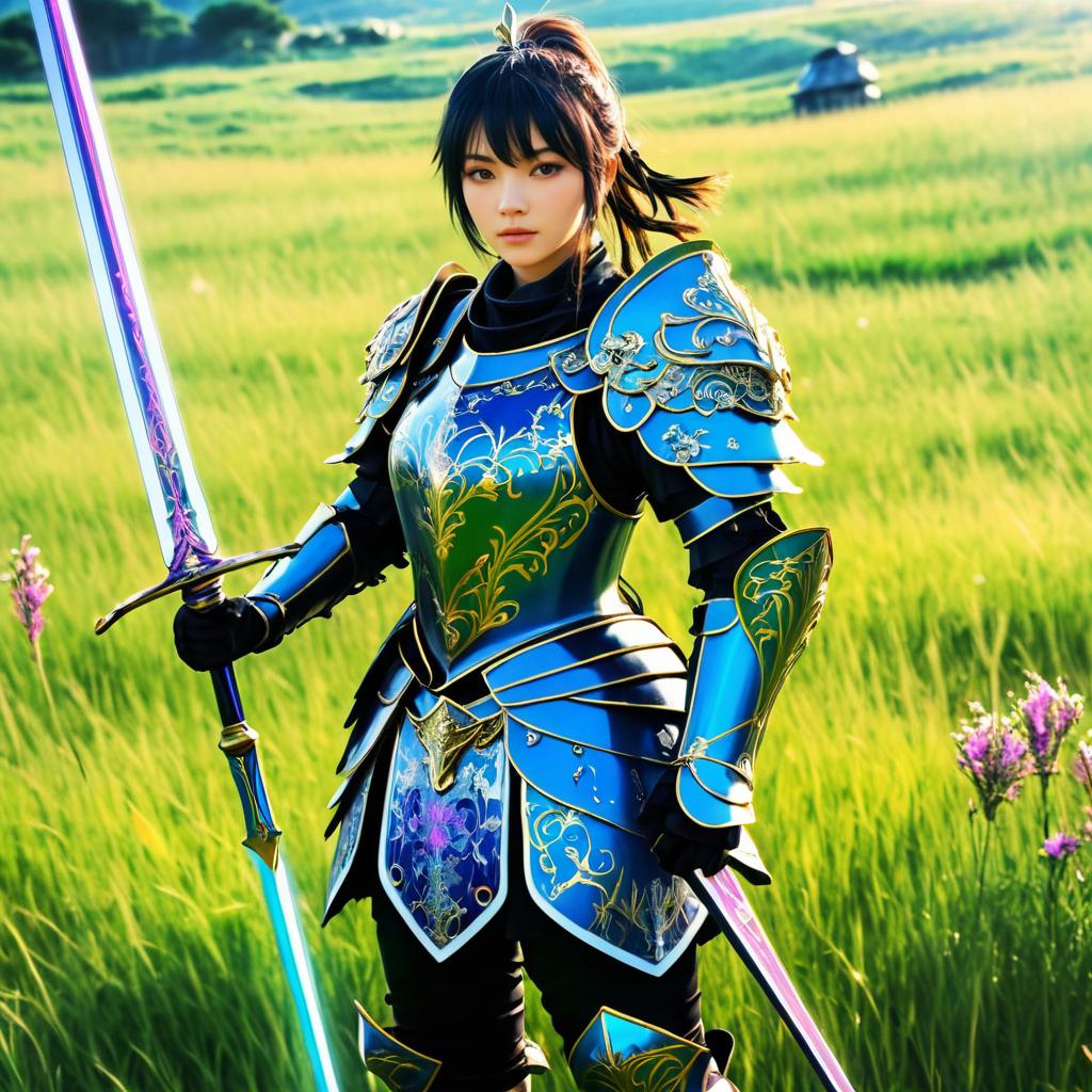 Epic Knightess in Lush Meadow Artwork